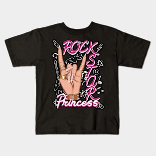 Electric Pink Rockstar Princess Kids T-Shirt